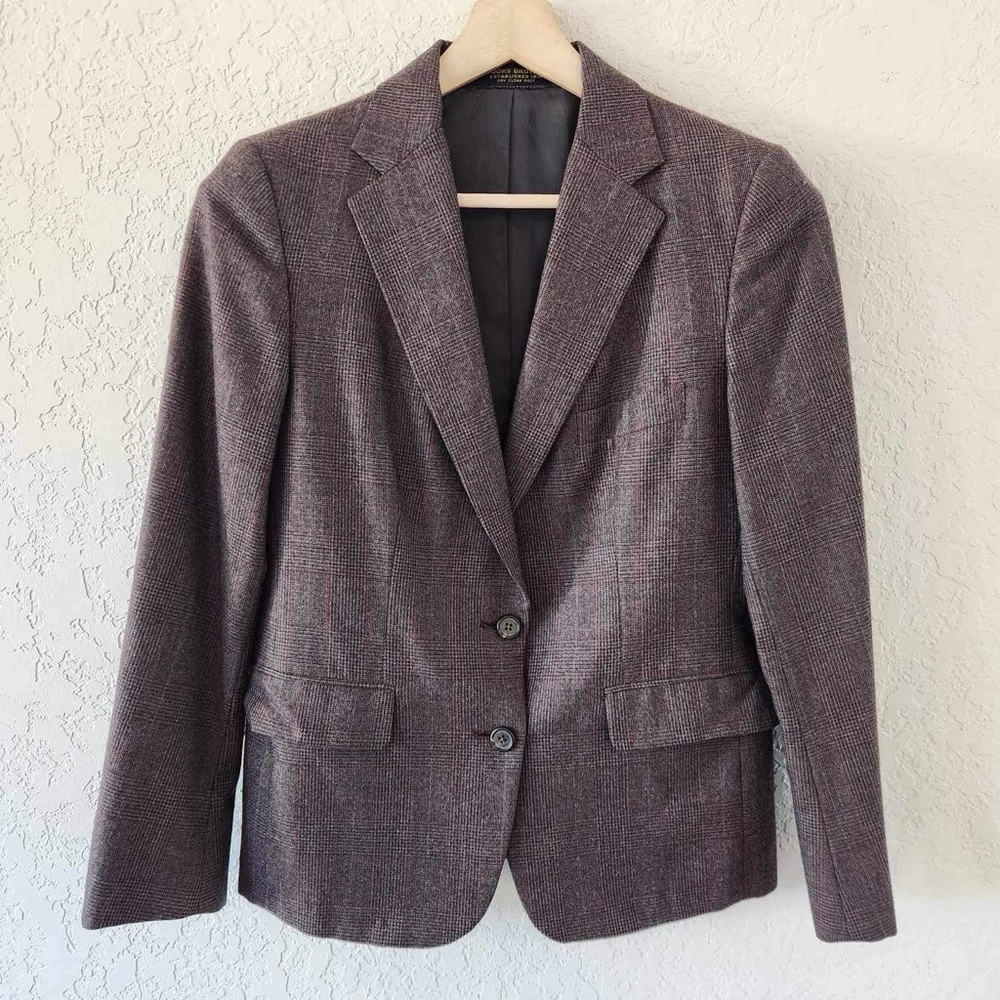 Brooks Brothers Women's Wool Blazer Jacket Brown Plaid Size Small